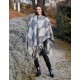 PONCHO DONNA SIMIL LANA CON FRANGE MISS LIFE ROMBO GRIGIO G.I.T.