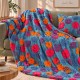 PLAID PILE EFFETTO LANA COTTA FIORI WILLO SGHOME CELESTE