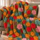 PLAID PILE EFFETTO LANA COTTA FIORI WILLO SGHOME VERDE