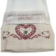 STROFINACCI COTONE 2 PEZZI 50X70CM NIDO D'APE RICAMATO AMORE CUORE PEZZOLI