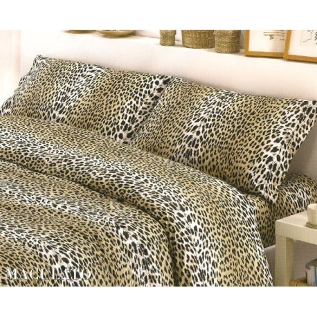 COPRITUTTO COTONE DISEGNO LEOPARDATO QUADRIFOGLIO