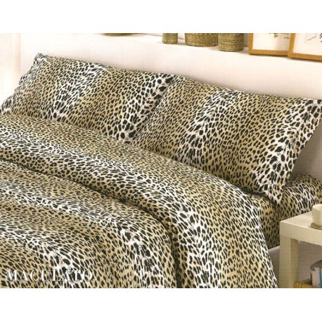 COMPLETO LENZUOLA COTONE LEOPARDATO QUADRIFOGLIO
