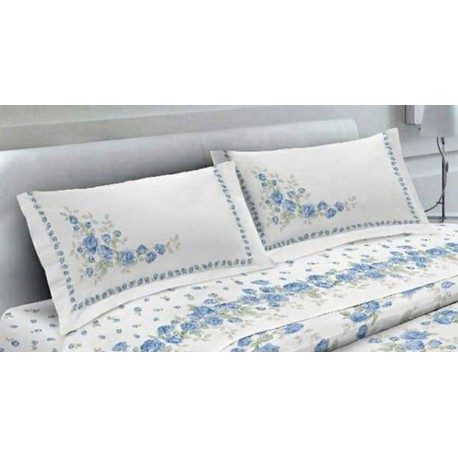 COPPIA FEDERE CUSCINO CLOE QUADRIFOGLIO AZZURRO