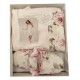 SET 4 PEZZI PAREO PANTOFOLE FASCIA FLOWER HELEN PANNA