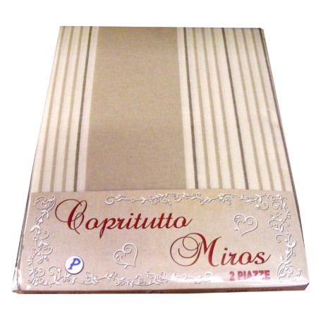 COPRITUTTO MISTO COTONE RIGATO FINE MIROS PEZZOLI BEIGE