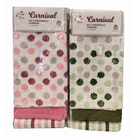 SET 18 PEZZI STROFINACCI COTONE 45X65CM CARNIVAL LOVELY HOME