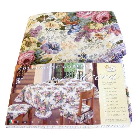 COPRITAVOLO JACQUARD FIORI AURORA GOBELIN EG