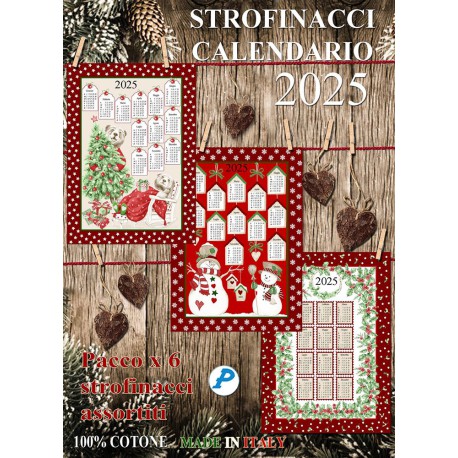 STROFINACCI CALENDARIO COTONE CONF. 6 PEZZI SPECIALE NATALE GUFO CERVO ANATRE PEZZOLI