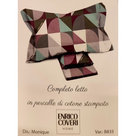COMPLETO LENZUOLA MATRIMONIALE PERCALLE COTONE MONIQUE ENRICO COVERI B835