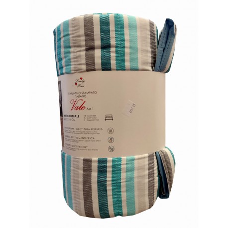 TRAPUNTINO STAMPATO MICROFIBRA VALE RIGHE AZZURRO LOVELY HOME