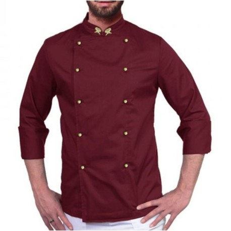 GIACCA DA CUOCO TCD UNISEX CON ABBOTTONATURA LATERALE bordeaux