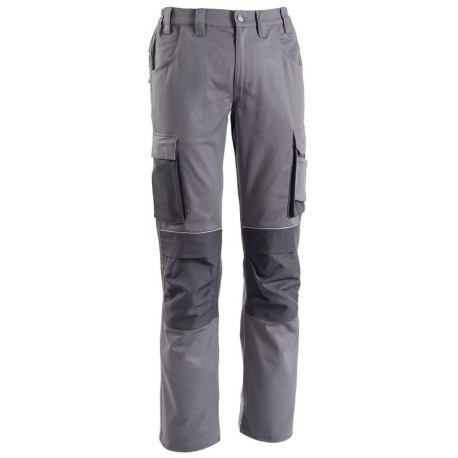 PANTALONE DA LAVORO GLOBAL TRADING ASTPAN STRETCH CON TASCHE E GINOCCHIERE grigio