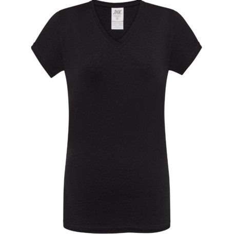 T-SHIRT JHK SICILIA SCOLLO V DA DONNA IN COTONE MANICHE CORTE nero