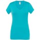 T-SHIRT JHK SICILIA SCOLLO V DA DONNA IN COTONE MANICHE CORTE turchese