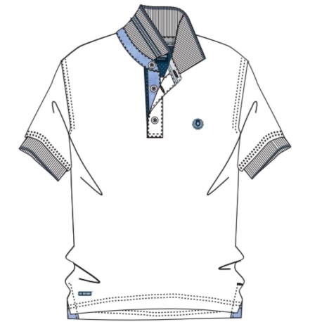 POLO UOMO BE BOARD 27 COTONE PIQUET 2 BOTTONI BORDI A CONTRASTO bianco