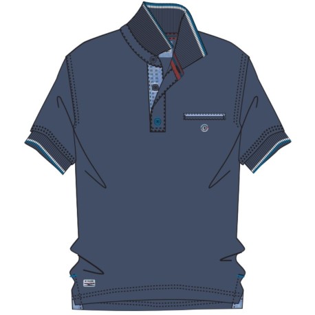 POLO UOMO BE BOARD 29 COTONE PIQUET TASCHINO 3 BOTTONI BORDI A CONTRASTO cobalto