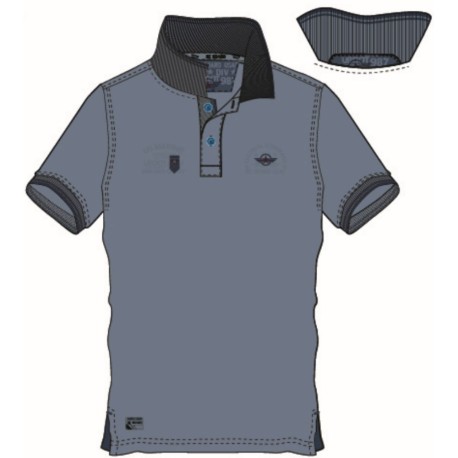 POLO UOMO BE BOARD 92-39 COTONE PIQUET BORDI A CONTRASTO oceano
