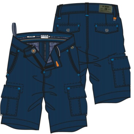 BERMUDA UOMO STRETCH 6 TASCHE BE BOARD 64 COTONE TINTA UNITA E INTERNO FANTASIA blu