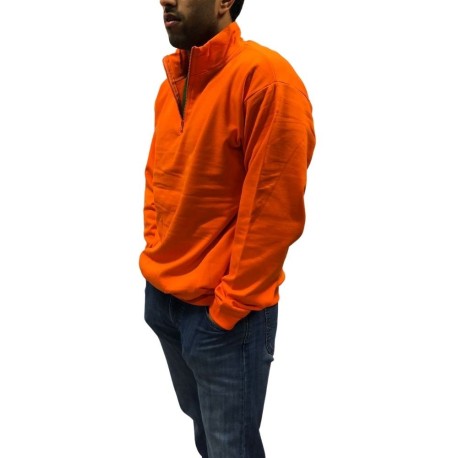 FELPA PURO COTONE WORKWEARS CON6226 SENZA CAPPUCCIO MEZZA ZIP