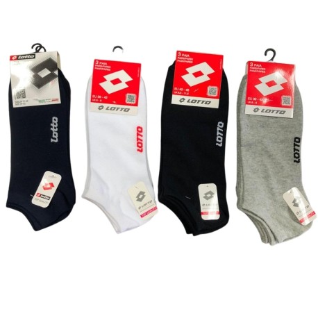 CONFEZIONE 3 PAIA CALZINO PEDALINO LOTTO COTONE STRETCH MONOCOLORE