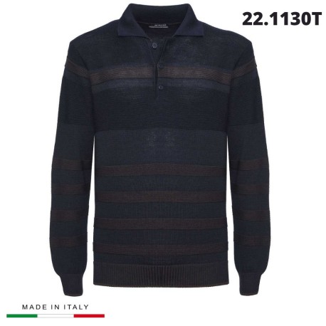 POLO UOMO MANICA LUNGA MISTO LANA 221130 RE DEL MARE MADE IN ITALY