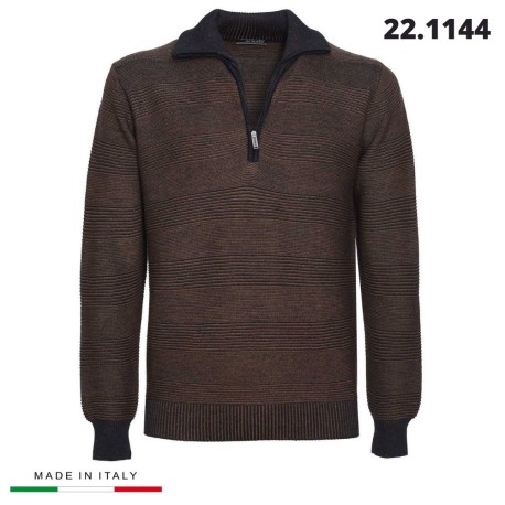 MAGLIONE MEZZA ZIP MISTO LANA 221144 RE DEL MARE MADE IN ITALY