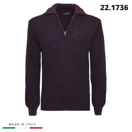 MAGLIONE MEZZA ZIP MISTO LANA-SETA 221736 RE DEL MARE MADE IN ITALY