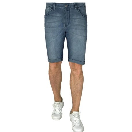 PANTALONE BERMUDA UOMO 5 TASCHE DENIM STRETCH SEA BARRIER RIPAURI fronte