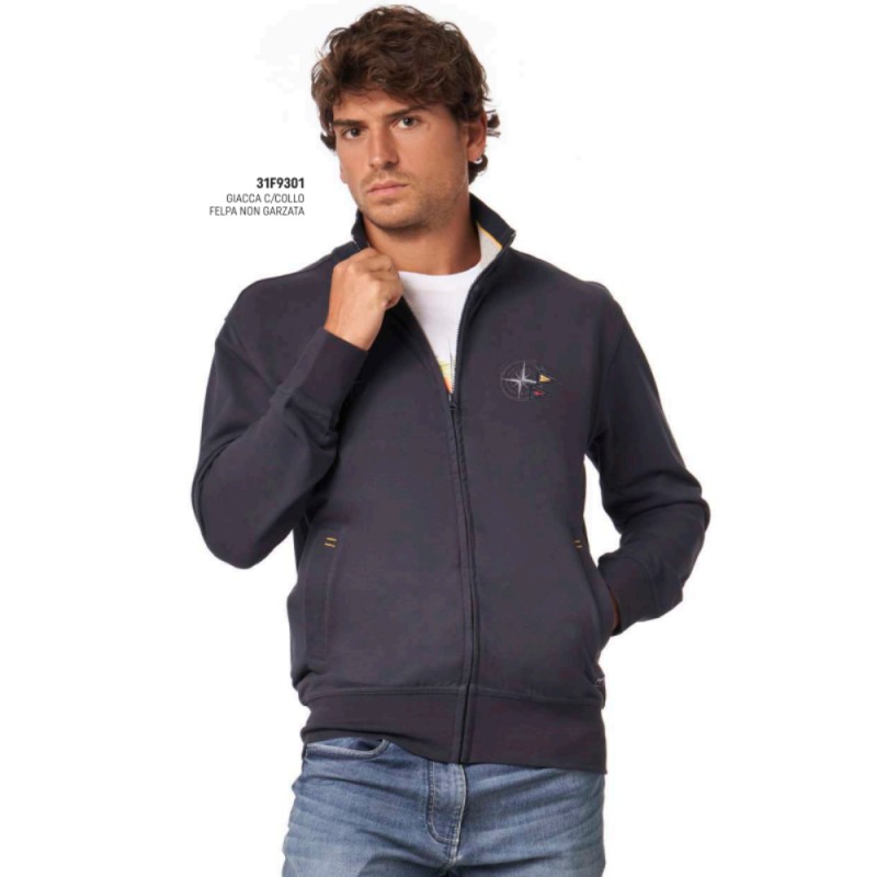 Happy Clothing Felpa Uomo Senza Cappuccio Con Zip E Colletto Alto, 100% Cotone Biologico, Interno Morbido In Pile, Tasche Laterali Con Cerniera, Taglie Fino A 5XL