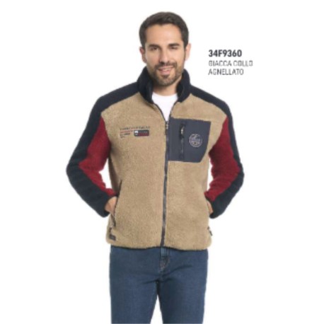 FELPA PILE AGNELLATO UOMO BICOLORE FULL ZIP BE BOARD 34F9360