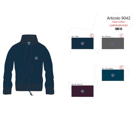 FELPA CARBON BRUSHED FULL ZIP BE BOARD 9042