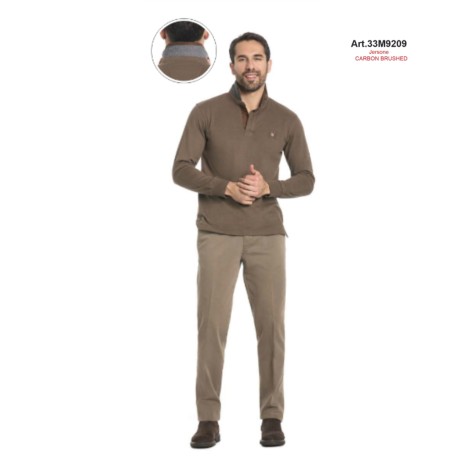 POLO UOMO MANICHE LUNGHE JERSEY CARBON BRUSHED BE BOARD 33M9209