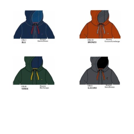COLORI FELPA FULL ZIP CON CAPPUCCIO COVERI FE3577