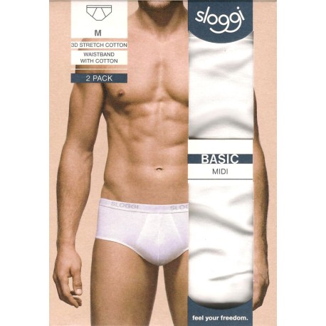 CONFEZIONE 2 PEZZI SLIP UOMO MIDI BASIC SLOGGI