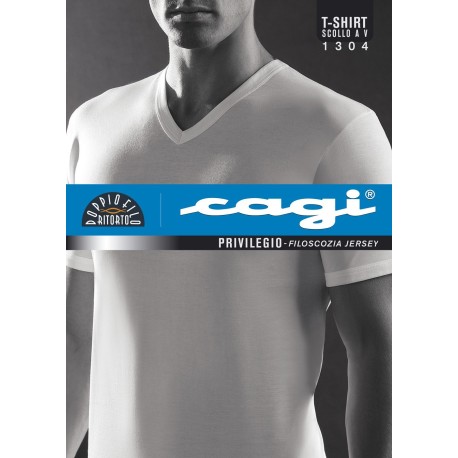 T-SHIRT UOMO SCOLLO A V FILOSCOZIA 1304 CAGI