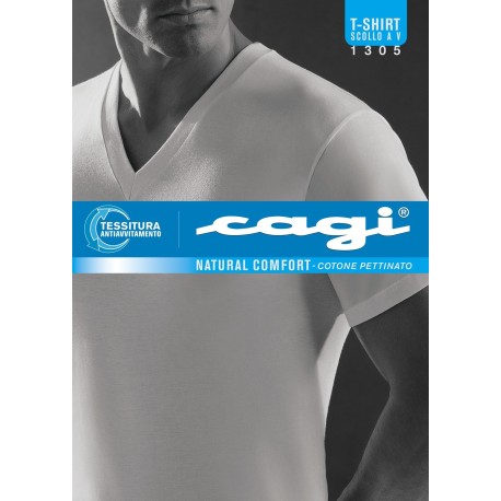 T-SHIRT UOMO SCOLLO A V 1305 CAGI